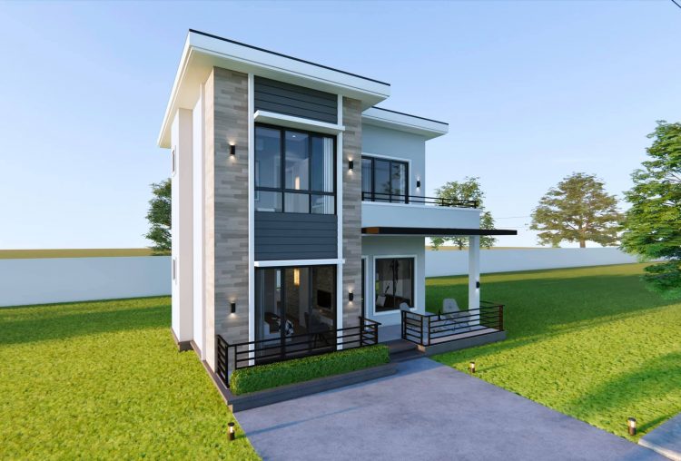 52SQ.M. Two-Storey House Design Plans 7m x 7.5m With 4 Bedrooms