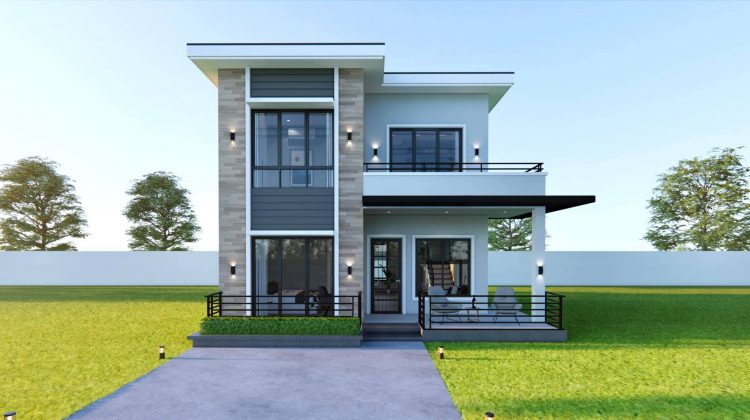 52SQ.M. Two-Storey House Design Plans 7m x 7.5m With 4 Bedrooms