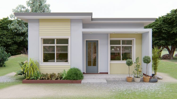 55.25 SQ.M. Modern Bungalow House Design Plans 8.50m x 6.50m With 2 Bedroom