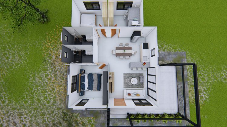 54 SQ.M. House Design Plans 9.0m x 7.0m With 3 Bedroom