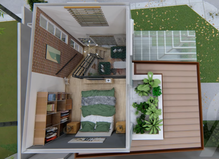 45 SQ.M. Small Loft House Design Plans 6.0m x 7.0m 
