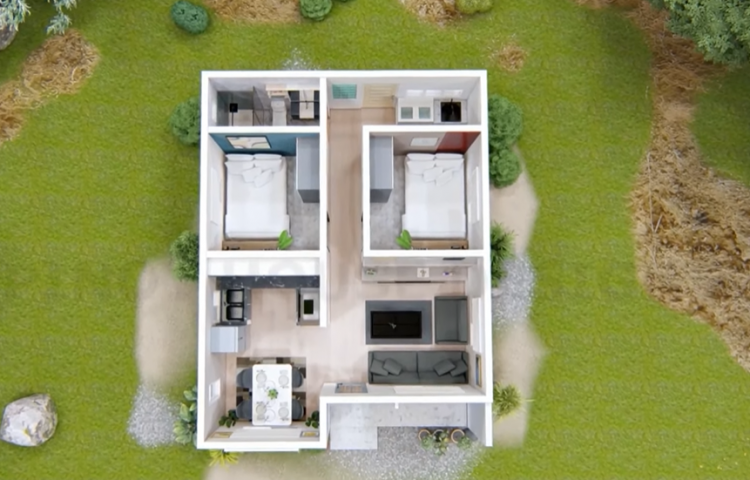 55.25 SQ.M. Modern Bungalow House Design Plans 8.50m x 6.50m With 2 Bedroom