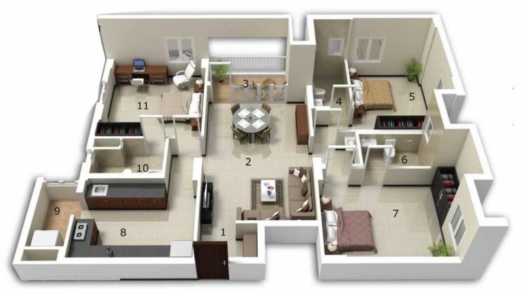 30 Modern 3D Floor Plans Help You To Make Your Dream Home