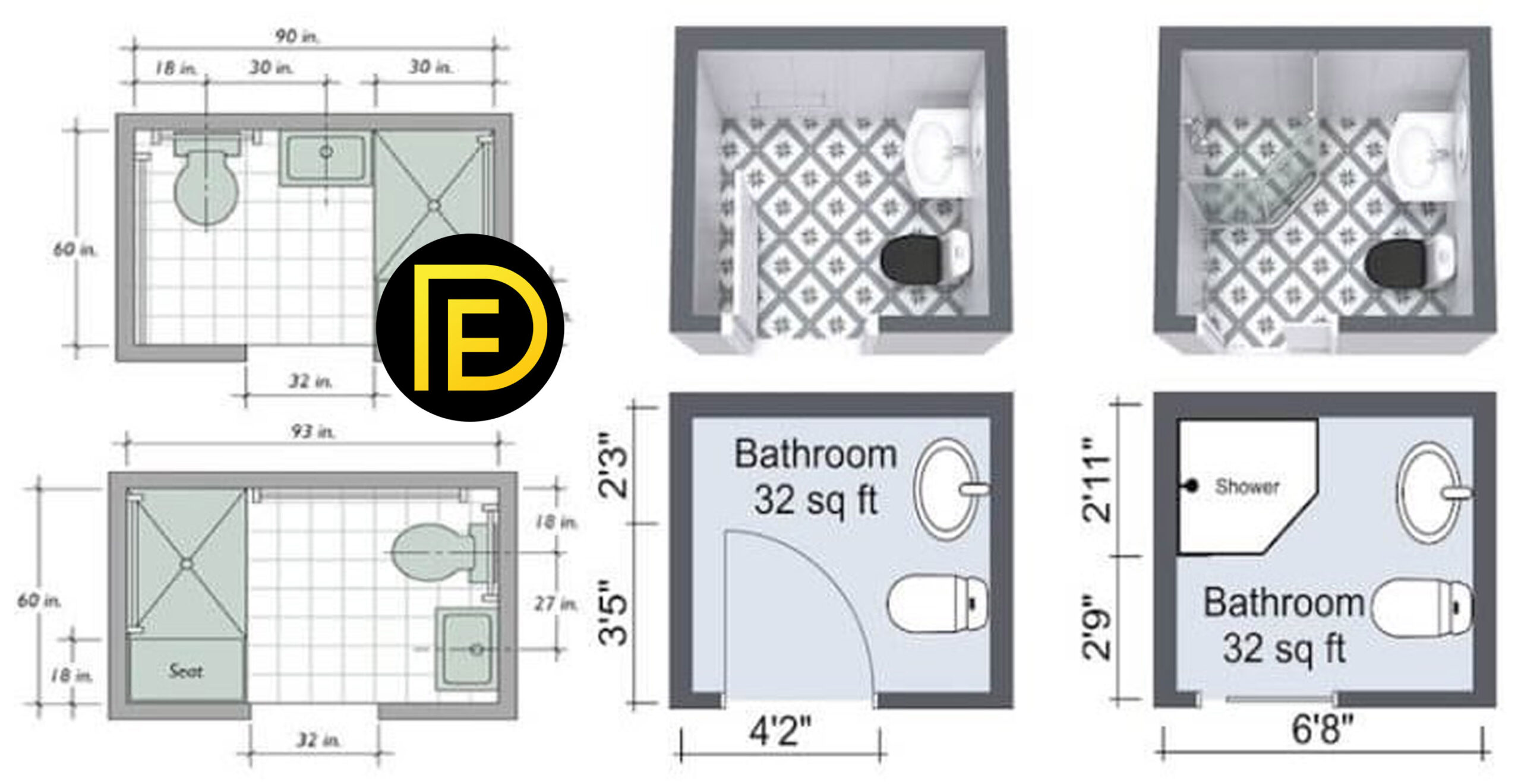 Small Bathroom Layouts Floor Plans with Shower