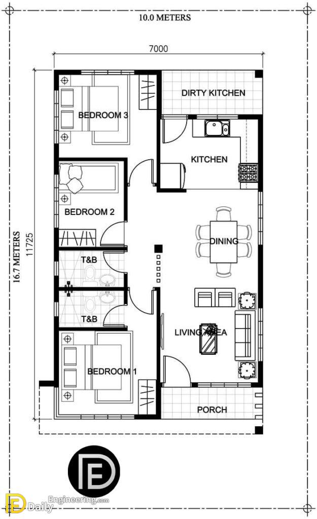 Single Storey 3-Bedroom House Plan - Daily Engineering