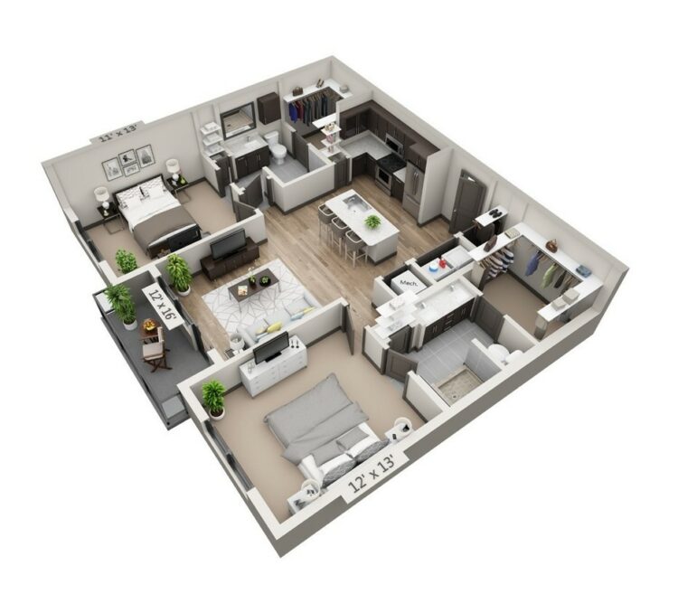 30 Modern 3D Floor Plans Help You To Make Your Dream Home