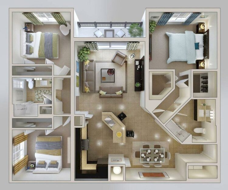 30 Modern 3D Floor Plans Help You To Make Your Dream Home