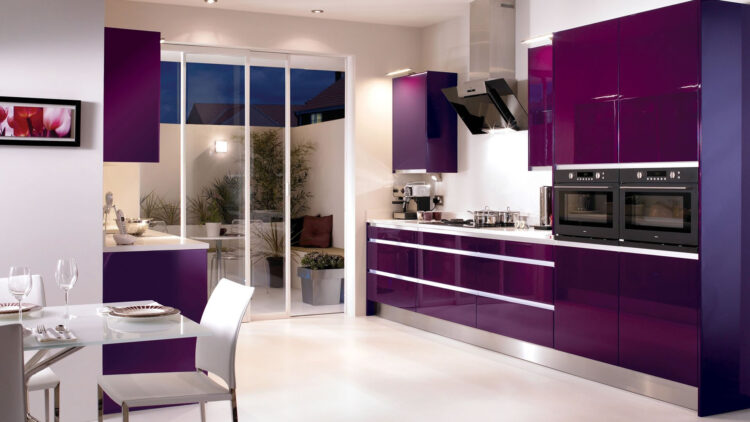 White Kitchen With Pink And Purple Appliances