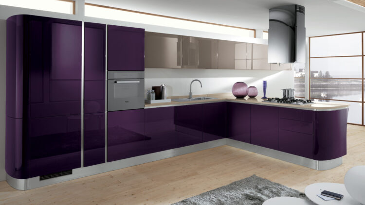 White Kitchen With Pink And Purple Appliances