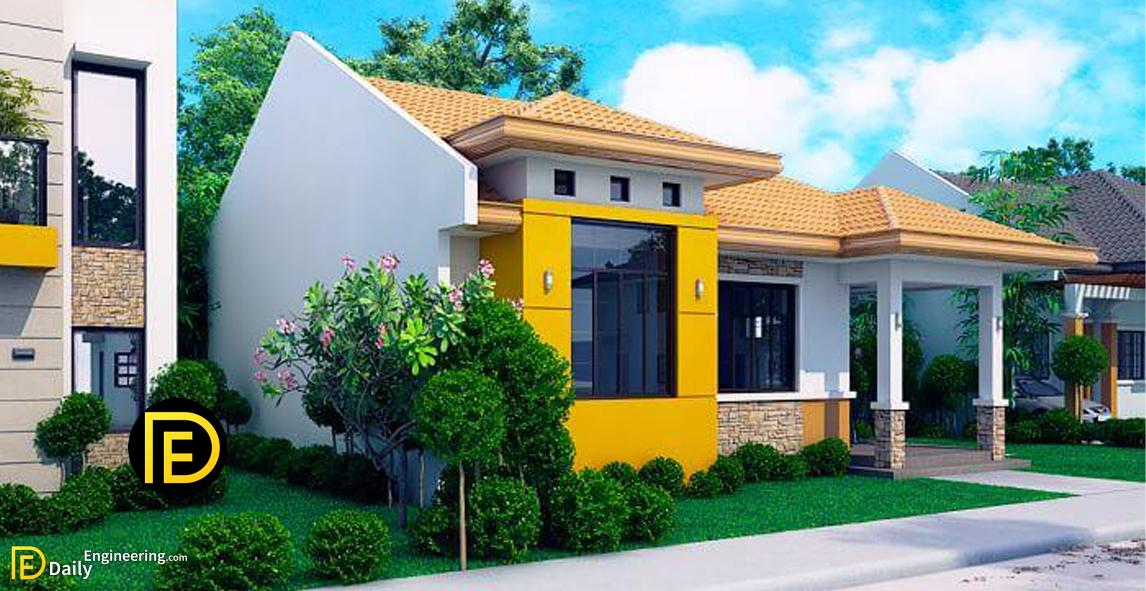 Modern Bungalow House With 3D Floor Plans And Firewall