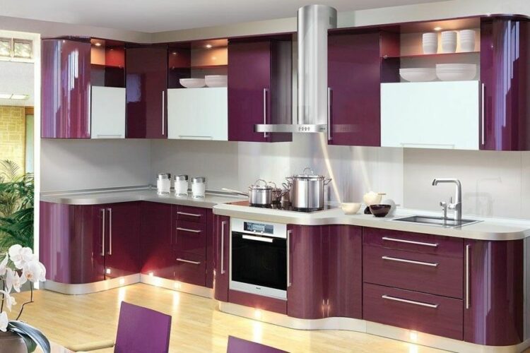 White Kitchen With Pink And Purple Appliances
