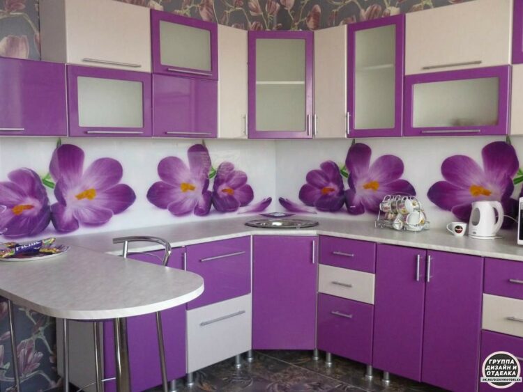 White Kitchen With Pink And Purple Appliances