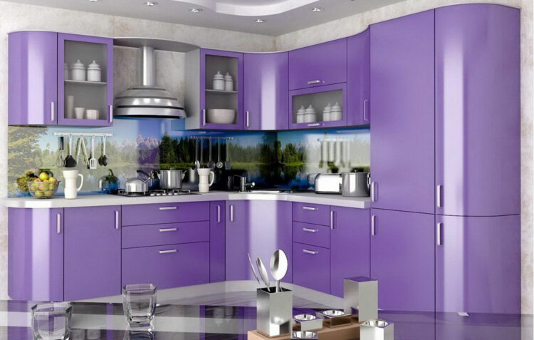 White Kitchen With Pink And Purple Appliances