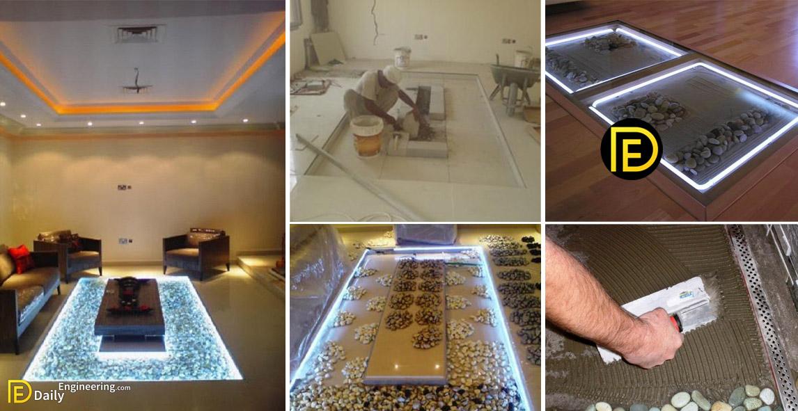 Amazing DIY Adding Glass Flooring With Pebble In Your Home