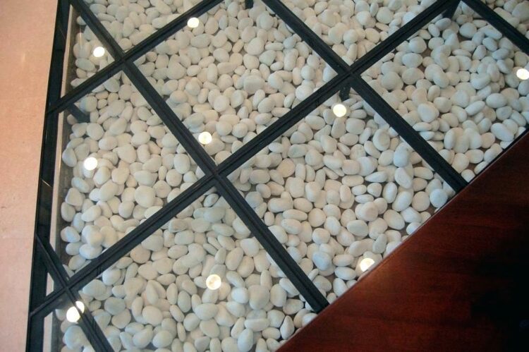 Amazing DIY Adding Glass Flooring With Pebble In Your Home
