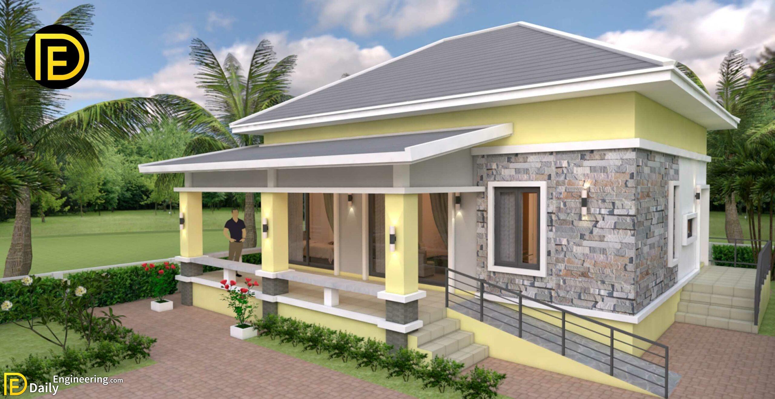 Small House Design 10×10 With 3 Bedrooms Hip Roof