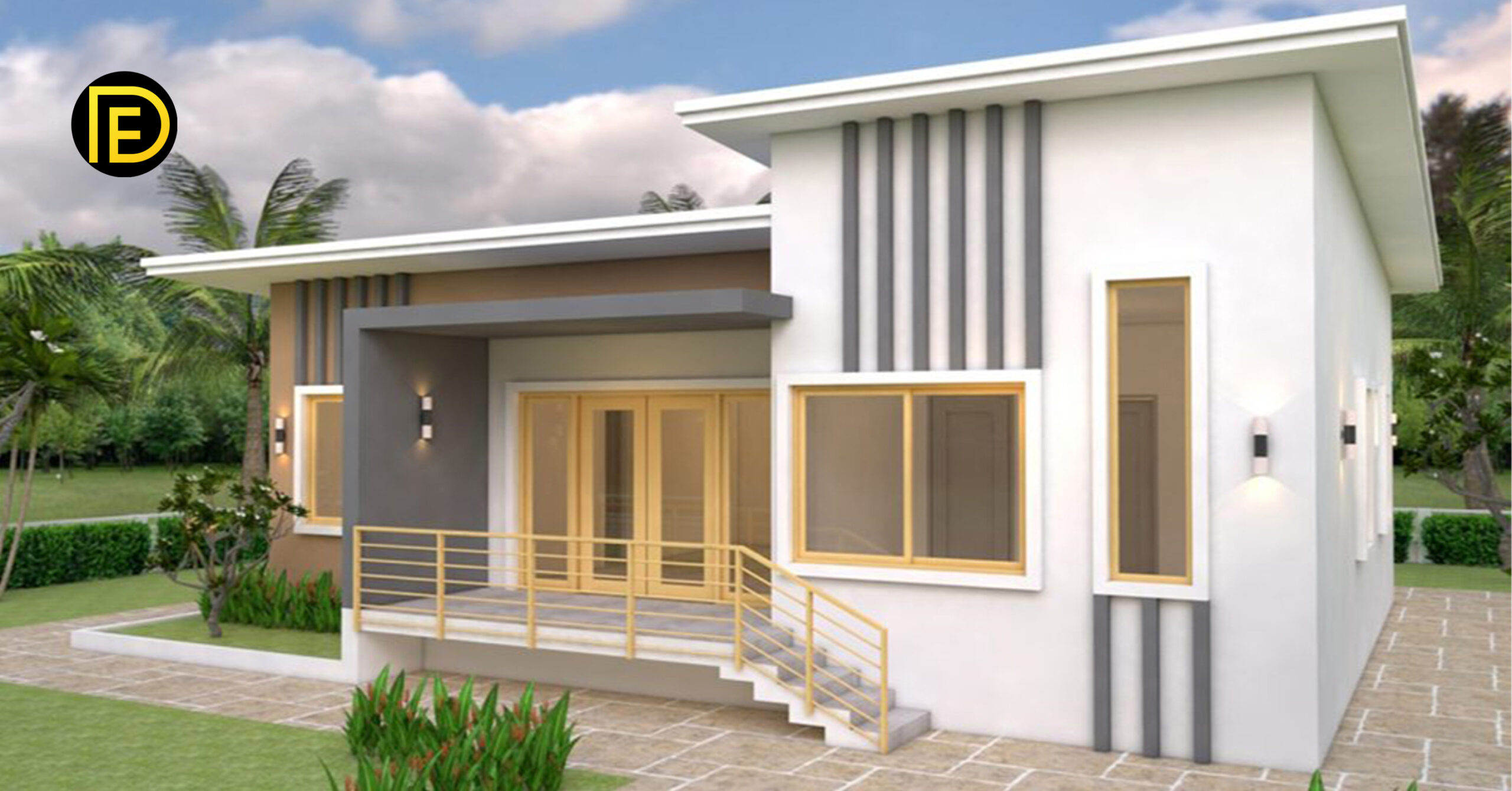 Beautiful House Plans 12×12 Meter (40×40 Feet) Shed Roof