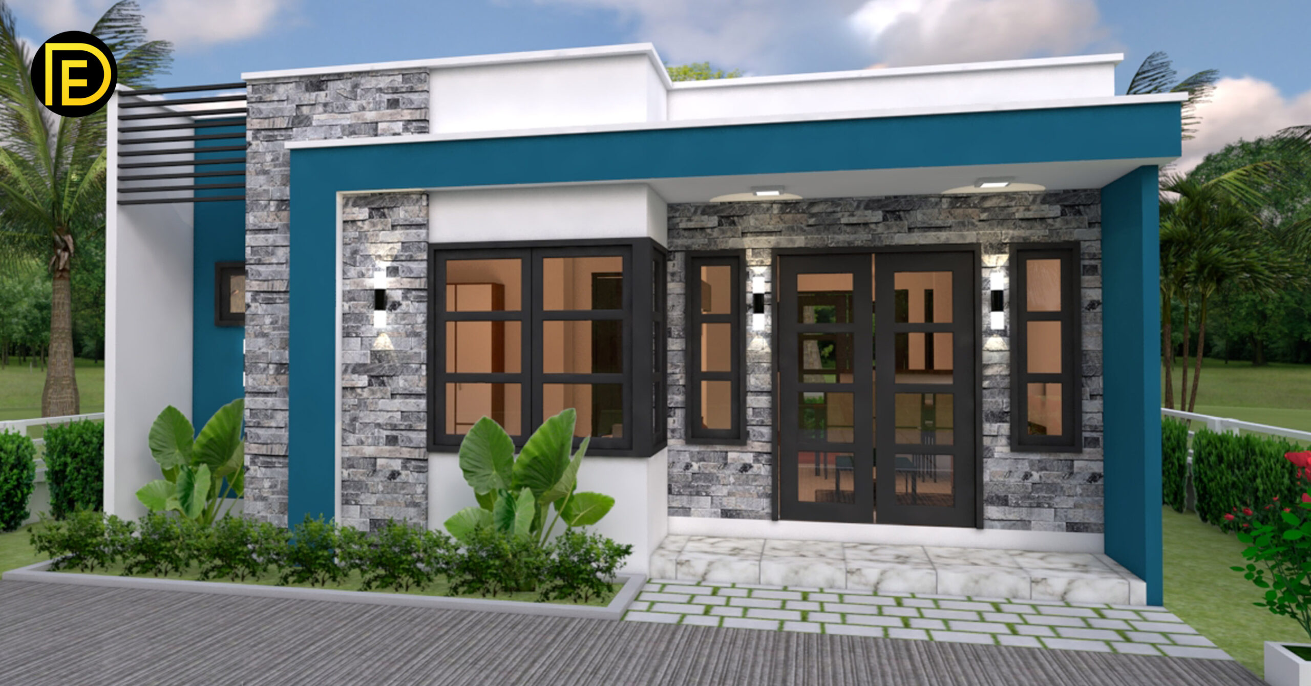 Small Villa Designs 8×11 Meter 26×36 Feet With 3 Beds