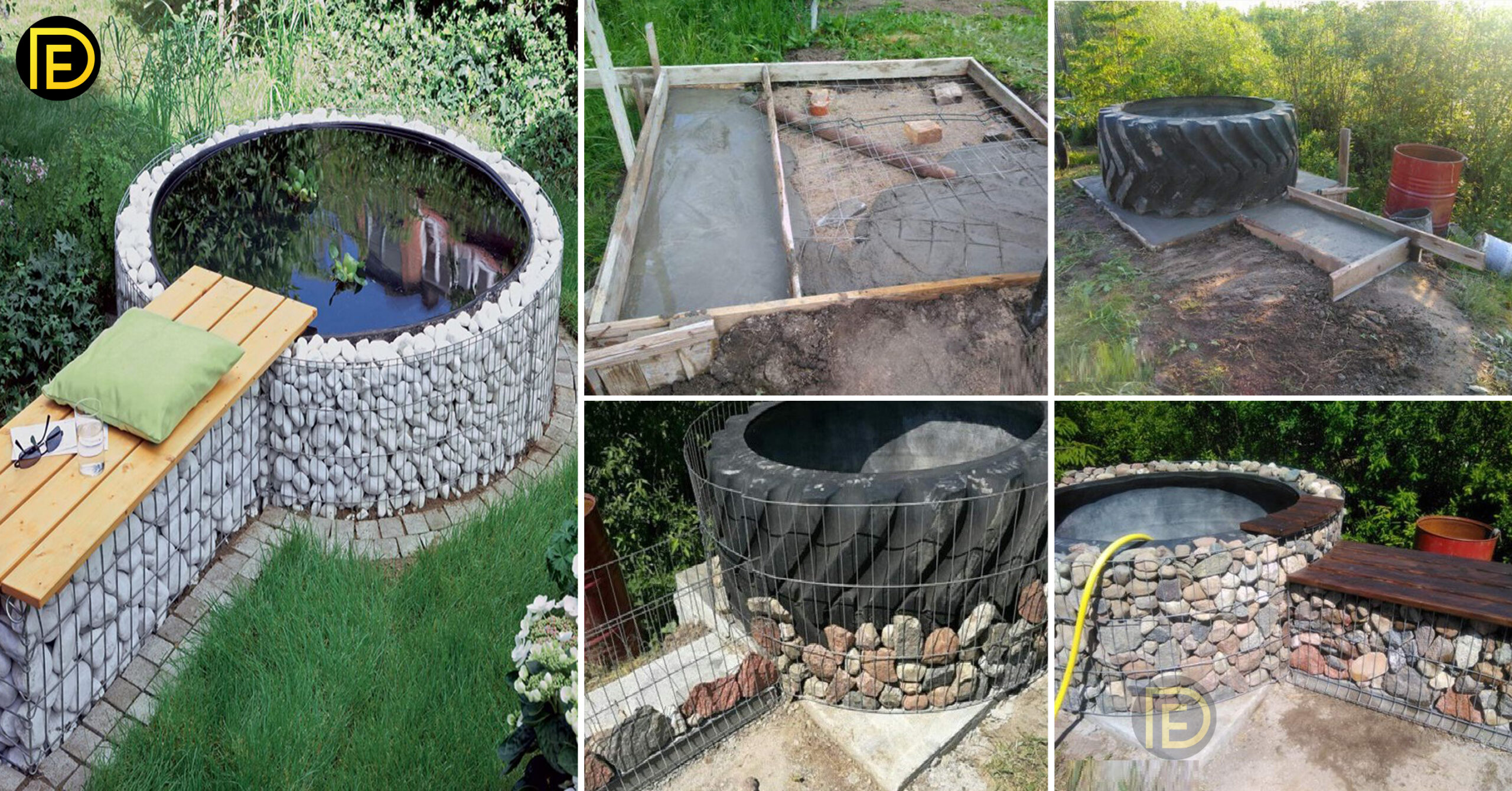 How To Make A Garden Pool From A Large Tire In Gabions Step By Step